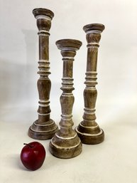 Elegant Wooden Candle Stand Set Of 3