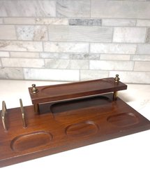 Vintage Classic Mens Dresser Valet. Walnut(?) With Felt Bottom And Brass Accents