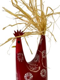 Large Navajo Folk Art Chicken Red & White /Signed