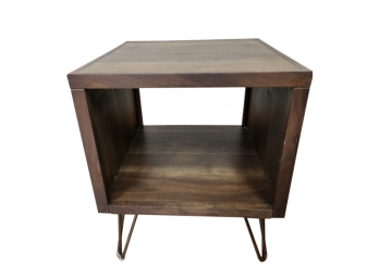 Contemporary Nightstand/End Table. Open Cubby W/ Steel Hair Pin Legs***