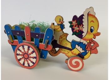 Adorable Vintage Dolly Toy Company Easter Display Chick With Duck Pull Toy With Candy Cart