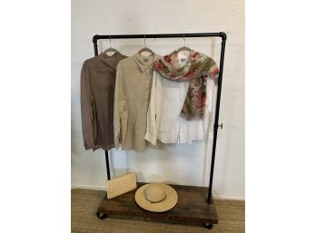 Three J. Jill  Linen Womens Shirts  XL, Straw Hat & Clutch