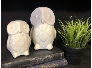 Modern White Owl Figurines