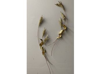 Mid Century Modern Wheat Sheath Wall Sculptures Set Of 2