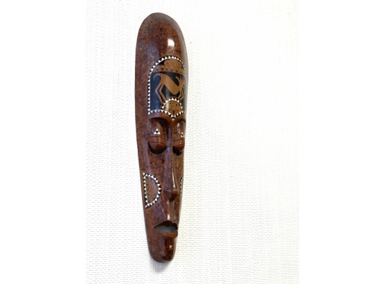 Amazing African Mask With Inlaid Woods And Shell