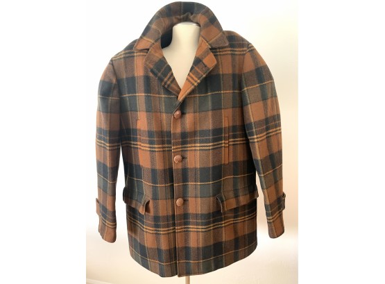 Vintage Pendleton Plaid Wool Button Mens Coat  Large -XL