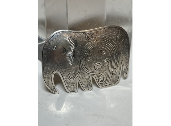 Lovely Silver Etched Elephant Pin.