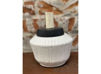 Organic Ceramic Vessel With Lid And Wood Finial