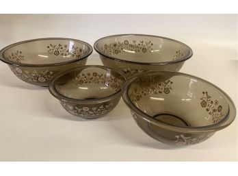 Vintage Pyrex Festive Harvest Nesting Mixing Bowls Set Of 4