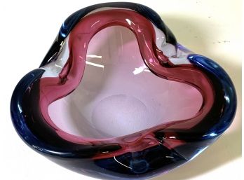 Gorgeous Vintage Murano Seguso Cranberry Blue Sommerso Italian Mid Century Bowl