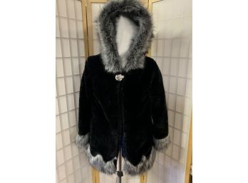 Lovely Hooded Faux Fur Coat  Size 8-10