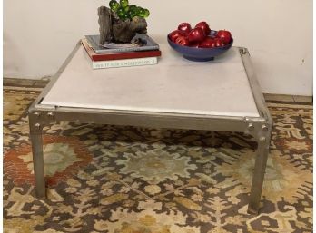 Beautiful Large Coffee Table With Stone (marble?) Top And Metal Base