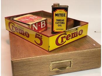 Vintage Garage Assortment Including Cremo Cigar Partial Drawer