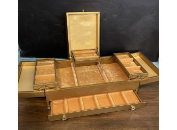 Fabulous Gold Leatherette Expanding Jewelry Box