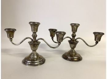 Pair Of  Watrous  Mfg. Weighted Sterling Silver Candle Holder / Candelabra