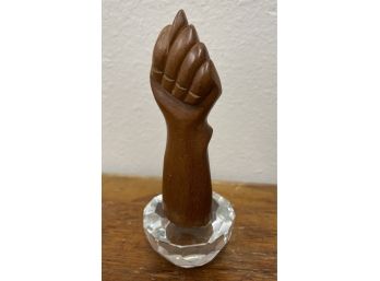 Hand Carved Wood Figa Fist #2, Brazilian Good Luck Amulet, Cherry/walnut(?)