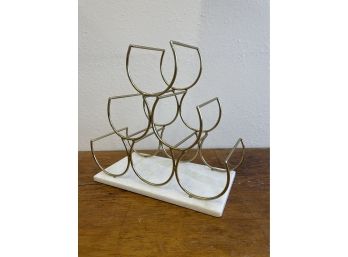 Nice Tabletop Or Countertop Wine Rack.  Marble Base With Brass Holders