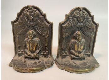 Vintage Set Of Heavy Little Bookends Featuring Shakespeare