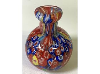 Vintage Murano Millefiori Flowers Style Glass Vase