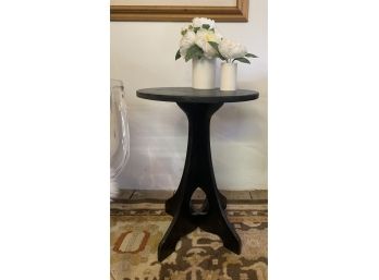 Round Wood Black Side Table  28 X 18