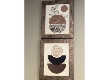 Mid Century Modern Inspired Framed Prints, Set Of 2,  Nicely Framed