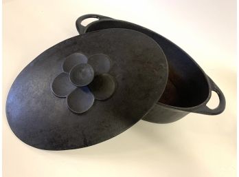 Large Oval Cast Iron Dutch Oven  10 X 16 Inches