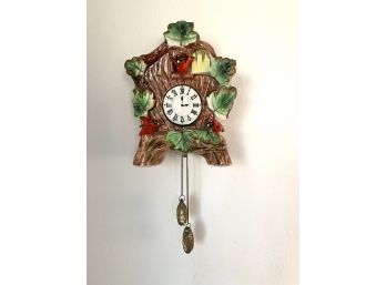 Vintage  Red Cardinals Cuckoo Clock Wall Pocket Planter / Vase 10 X 7 Approx.