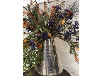 Stunning Designer Floral In Hammered Silver Vase