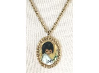 Vintage Necklace With Print From Original De Grazia Art