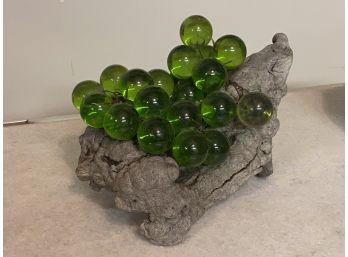 Mid Century Large Wood And Lucite Grape Decore