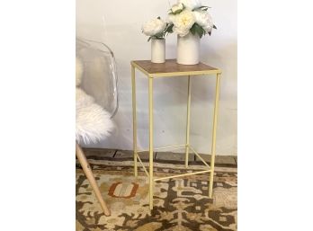 Square Metal & Stone Side Table / Plant Stand  24 X 12