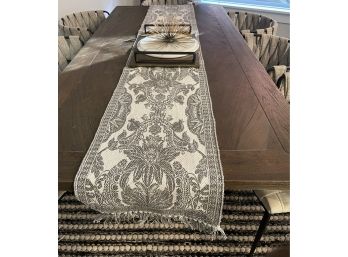 Gray And White Patterned Table Runner,  Bold And Crisp!