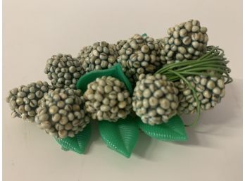 Green Berry Brooch Vintage Plastic