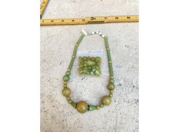 Vintage Plastic Bead Necklace With Extras