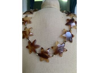 Vintage Tortoise Star Celluloid Necklace