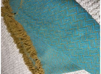 Vtg Pendleton Blanket 100 Virgin Wool, Harvest Gold And Teal