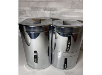 Mid Century Modern Kromex Canister Set: Coffee, Tea And Flour