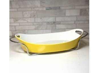 Vintage COPCO  Michael Lax Enamel Cast Oval Casserole Pan With Carrier