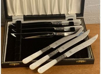 Vintage  Sheffield Mother Of Pearl Knife Set