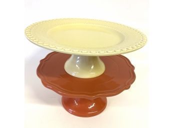 Bordallo Pinheiro Yellow Cake Stand & Orange Cake Stand