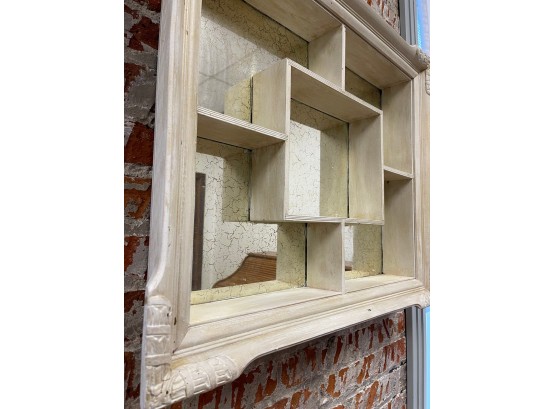 Vintage Shadowbox Box Curio Shelf/ Fabulous Crackled Mirror Backing