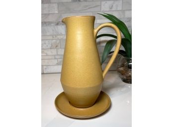 Vintage Denby England ODE Jug,  Water Pitcher With Saucer