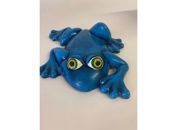 Hand Painted Wall Mount Terracotta Frog Figurine 9 Inch