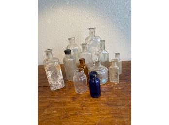 Vintage Apothecary Medicine, Asst Glass Bottles