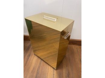 Hollywood Regency Style Lucite Mirrored Gold Hamper