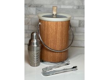 Mid Century Modern Retro Groovy Ice Bucket With Shaker