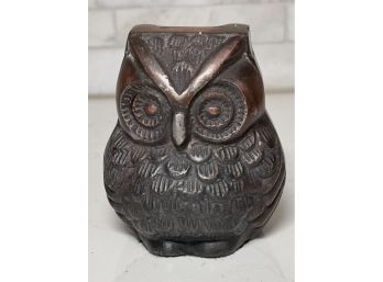 Classic  Cast Metal Owl, Heavy And Tarnished