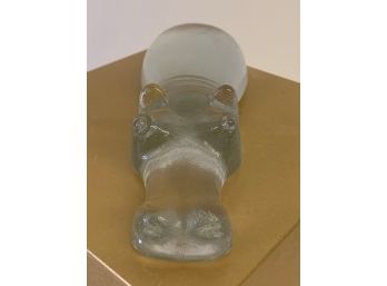 Glass Hippo Figurine 7 Inch