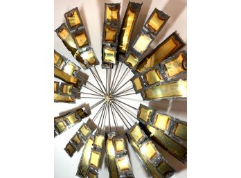 Mid Century Modern Brutalist Torched Brass Sun/starburst