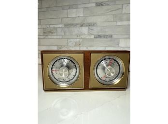 Vintage Mid Century Taylor Co. Weather Station In Mahogany & Brass